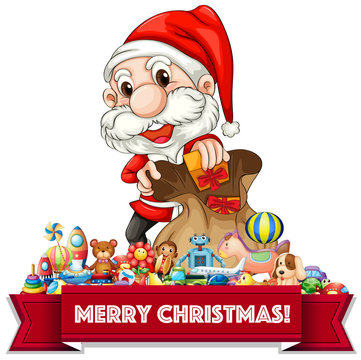 Christmas theme with Santa and many toys