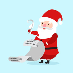 Santa Claus cartoon character icon isolated on blue background. Santa background for christmas greetings card, banner, poster, invitation. Vector illustration eps10 format.