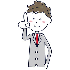 グレーのスーツの男性　イケメン　教師　先生 上半身
　ナンバーワン