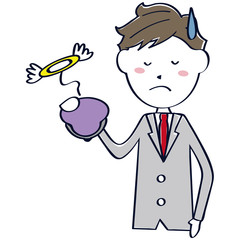 グレーのスーツの男性　イケメン　教師　先生 上半身
　お金が無い