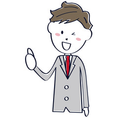 グレーのスーツの男性　イケメン　教師　先生 上半身
　good