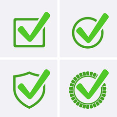 Green Tick Checkbox, set Icons vector illustration isolated