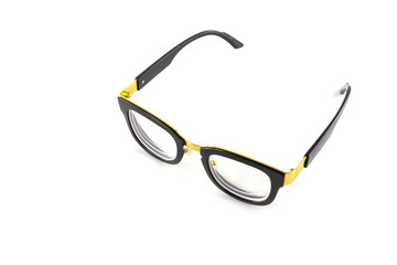 Black and gold glasses isolated