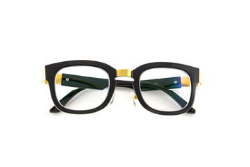 Black and gold glasses isolated