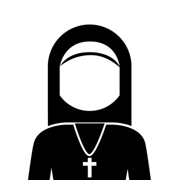 black nun portrait with cross clip art preview