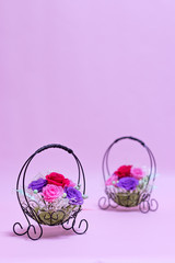 A Gift of Preservrd Flower and Clay Flower Arrangement, Colorful