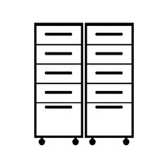 silhouette of file cabinets drawers over white background. vector illustration