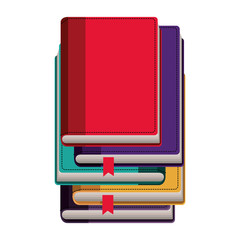 stack of academic books over white background. colorful design. vector illustration