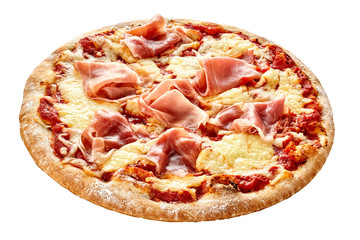 Cured parma ham on a Traditional Italian pizza