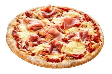 Crédence de cuisine en verre imprimé Pizzeria Jambon de Parme sur une pizza italienne traditionnelle