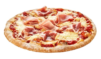 Fotobehang Pizzeria Traditionele Italiaanse pizza met prosciuttoham