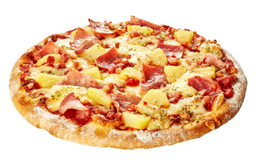 Pizza hawaïenne italienne entière isolée