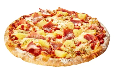 Photo sur Plexiglas Pizzeria Pizza hawaïenne italienne entière isolée