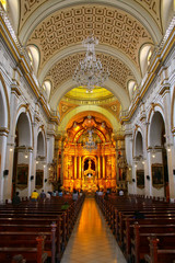 Fototapeta na wymiar Interior of Saint Peter Church in Lima, Peru