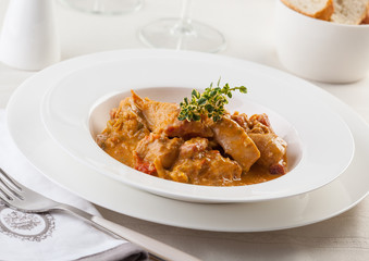 Chicken goulash, typical from Hungary