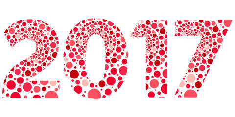 2017 Happy New Year red and pink bubbles vector isolated symbol