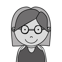 silhouette of cartoon old woman smiling over white background. vector illustration 