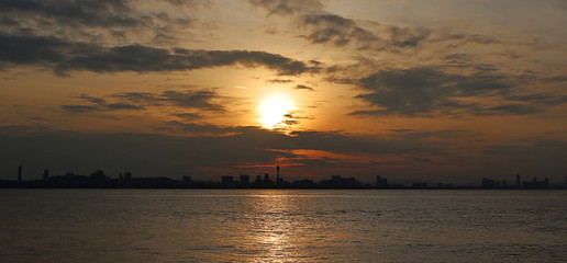 Panoramic view of Pattaya at sunset