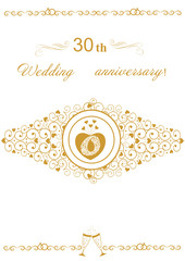 30th Wedding anniversary Invitation beautiful editable and scalable vector illustration. Beautiful card for convenient printing