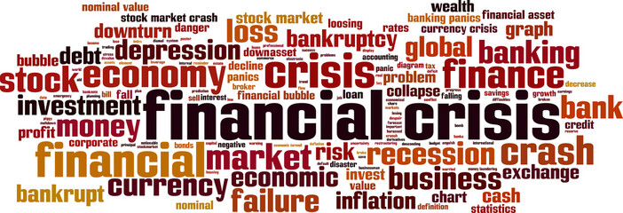 Financial crisis word cloud concept. Vector illustration