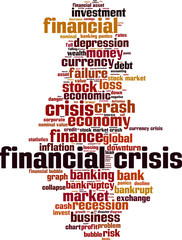 Financial crisis word cloud concept. Vector illustration