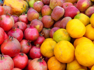 Display of fruits at the street market in Jaipur, India