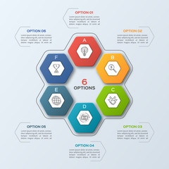 Business infographic template with 6 steps