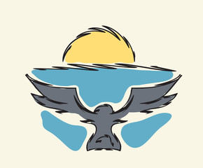 bird flying to horizon