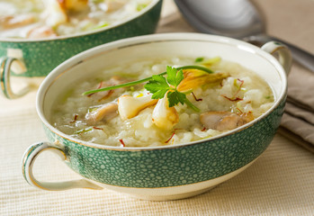 Rice soup, served in a bowl