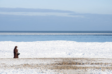 Frozen Baltic sea, Sopot beach, Gdansk