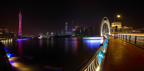 Fototapeta na wymiar Guangzhou modern city landmark buildings of night scene