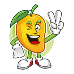 Peace mango mascot, mango character, vector of mango, mango cartoon