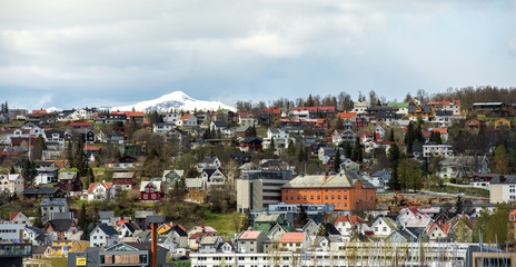Fototapeta na wymiar TROMSO, NORWAY - MAY 13,,2016,Urban scenics of the city of Tromso, Norway