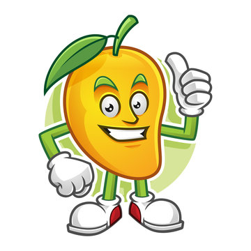 Thumb up, mango mascot, mango character, vector of mango, mango cartoon