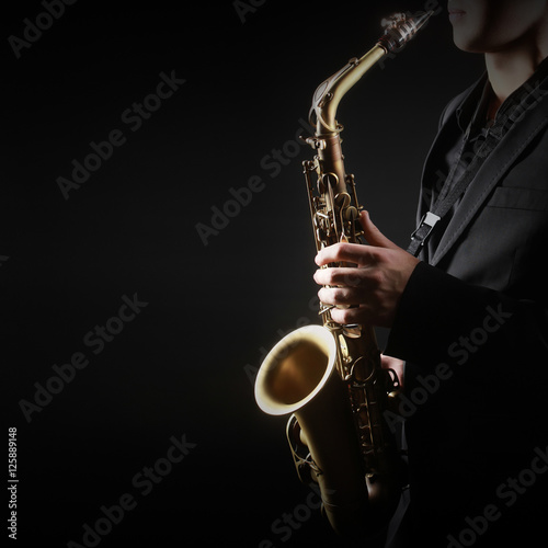 "Saxophone Player Saxophonist Playing Sax alto" Stock photo and royalty