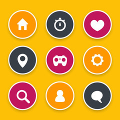 Basic web icons set, settings, login, home, search, favourite, contact us, profile, users, chat, message