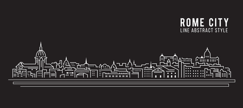 Cityscape Building Line art Vector Illustration design - Rome city