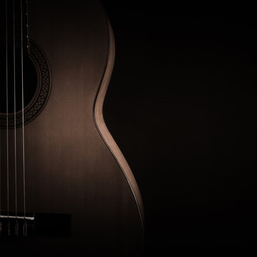 Acoustic guitar classical closeup