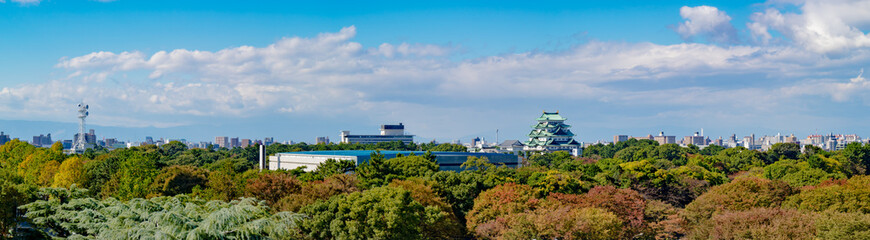 名古屋城と街並みのパノラマ写真