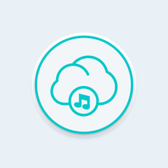 music in cloud line icon, sign, vector illustration