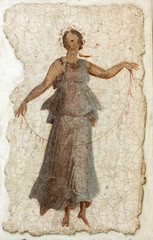 The ancient architectural detail in baths of Diocletian (Thermae Diocletiani) in Rome. Italy