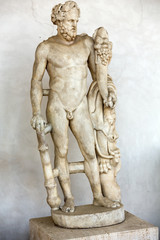 Ancient statue of man in  baths of Diocletian (Thermae Diocletiani) in Rome. Italy