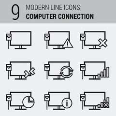 Line Icons Set - Computer Connection