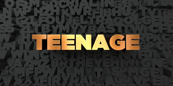 Teenage - Gold text on black background - 3D rendered royalty free stock picture. This image can be used for an online website banner ad or a print postcard.