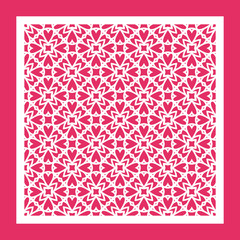 Laser cutting template for greeting cards. Openwork square frame