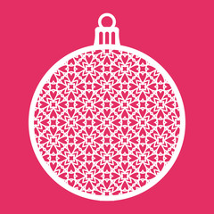 Christmas ball with geometric pattern. Laser Cutting template fo