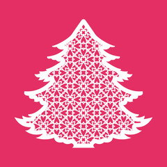 Christmas tree with geometric pattern. Laser Cutting template fo