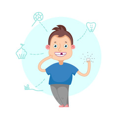 Boy lost a tooth.