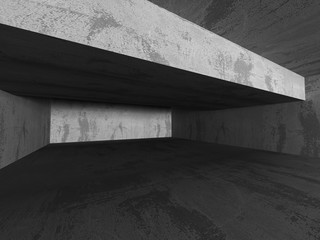 Empty concrete dark room interior. Urban architecture background