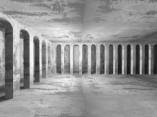 Concrete columns architecture background. Abstract empty room